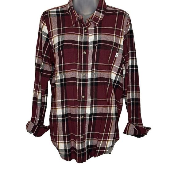 Vans Flannel Woman’s Button Down Short Medium - Picture 1 of 4